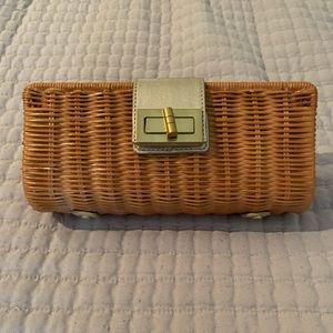 JCREW gold & straw clutch